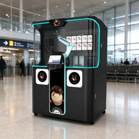 Kiosque robot barista à bras robotisé 6 axes, distributeur automatique en acier inoxydable avec écran tactile et impression de latte art