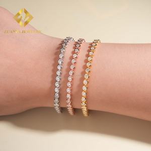 Popular <b>Women</b> 3mm 4mm Iced Out Hip Hop Jewelry S925 Silver Moissanite Diamond Bezel Setting Cluster Tennis Chain <b>Bracelet</b> - Product Image 1