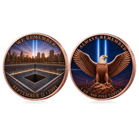 Pièce de monnaie commémorative personnalisée 1OZ .999 en cuivre fin, pièce de défi colorée en souvenir de 9/11