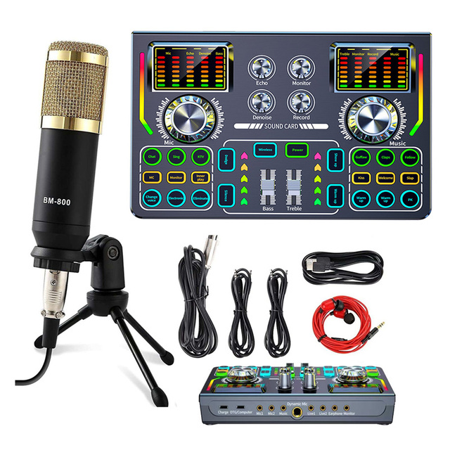 Bm 800 Professional Wireless Microphone Sound Card Webcast Personal Streamer Living Singing Gaming for PC Youtube TikTok