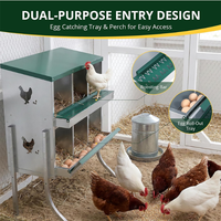 Support à deux niveaux JH-Mech, base en tissu imperméable, toit en tissu, pieds de soutien surélevés, plateaux à œufs en métal galvanisé, boîte à œufs pour 30 poules