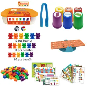 Contagem de ursos com empilhamento copos montessori, classificação educacional, brinquedos arco-íris para meninos de 3 anos de idade e meninas