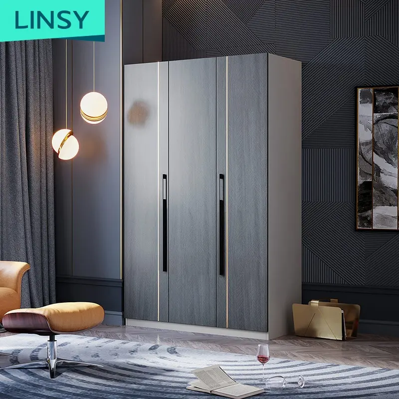 Linsy American Style The Luxury Closet 2 3 Door Wooden Almari Baju Wardrobe Modern Bedroom Set With Wardrobe JO11D