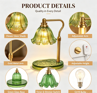 Lampe chauffe-bougie en forme de fleur avec minuterie et variateur de luminosité à 4 niveaux, hauteur réglable