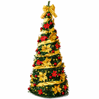 Prix direct usine – Arbre de Noël artificiel pré-éclairé de 1,8 m et 2,1 m, vente en gros, arbre de Noël de luxe réaliste avec rubans dorés