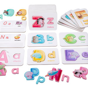 Popolare lettera inglese per bambini corrispondenza carta di riconoscimento giocattoli per la prima educazione animale <span class=keywords><strong>puzzle</strong></span> inglese giocattoli educativi in legno - Product Image 2