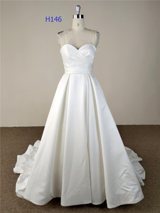 A-ligne en satin sans manches décolleté en coeur <span class=keywords><strong>belle</strong></span> <span class=keywords><strong>robe</strong></span> de mariée pour <span class=keywords><strong>mariage</strong></span> - Product Image 2