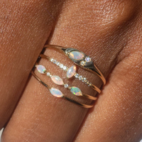 Bijoux en or vermeil personnalisé, argent sterling 925 plaqué or 14 carats, pierre naturelle, anneaux à triple opale, bijoux fins