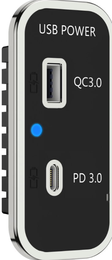 USB-A reversibile + USB-C (QC3.0 + PD3.0)