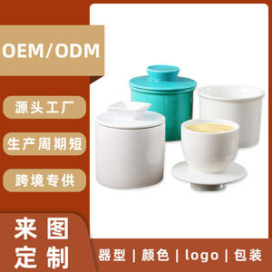 Juego de platos para mantequilla de cerámica Dongfeng, cilindro de porcelana blanca con tapa para hotel, café, té DF1215 - Product Image 5