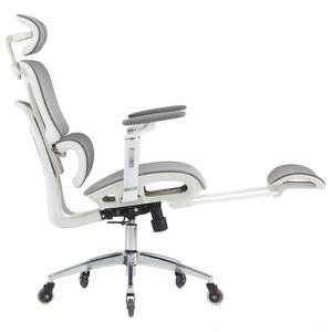 Chaise de bureau grise haut de gamme avec appui-tête et dossier réglables, design moderne, chaise en maille avec base en métal, vente en gros - Product Image 6