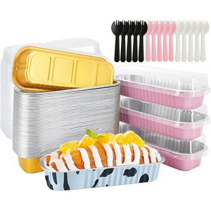 Oven Baking Cake Non-stick Dessert Disposable Rectangle <b>Macarons</b> Foil Tray 200ml Aluminum Bakeware Container Mini Bread Loaf Pan - Product Image 1