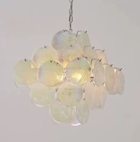 Lustre en verre de style Murano contemporain, lampe suspendue ronde multicolores pour hall d'hôtel