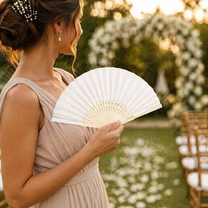 Custom Wedding Hand Fan Durable Plastic 200+ Color Options, Quick Customization - Product Image 1