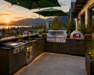 Cuisine barbecue extérieure  et station de grill pour villas Four électrique encastré sur mesure et gril en acier inoxydable - Product Image 4