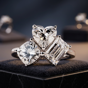 Anillo de Compromiso Personalizado de Oro de 18k con Tres Piedras de Diamante Cultivado en Laboratorio con Corte Esmeralda, Claridad VVS2, Certificado IGI, para Venta al Por Mayor - Product Image 2