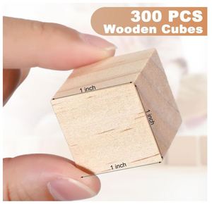 300 Cubos de Madera de 1 Pulgada Personalizados, Bloques de Madera Sin Terminar <span class=keywords><strong>para</strong></span> Manualidades, Madera Natural Cuadrada <span class=keywords><strong>para</strong></span> Proyectos de Bricolaje, Baby Showers - Product Image 3