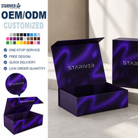 Boîte cadeau magnétique pliable avec logo personnalisé, dégradé violet, OEM, boîte en papier rigide pliable