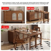 Table à manger pliante extensible en bois massif, murale, avec rangement, multifonctionnelle, style chinois, rectangulaire, mobilier de maison 4