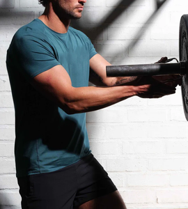 T-shirt da <span class=keywords><strong>uomo</strong></span> in cotone di bambù all'ingrosso, neutre, per allenamento, fitness, atletica, palestra, ad asciugatura rapida, aderenti - Product Image 6