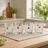 Gobelet en verre côtelé transparent, texture verticale, 400 ml, fait main, moderne, sans BPA, pour eau, jus, thé glacé, usage domestique et en cuisine