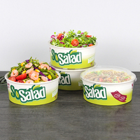 Bol à salade et nouilles jetable biodégradable à paroi simple, de qualité alimentaire, avec impression personnalisée, pour vente en gros et à emporter