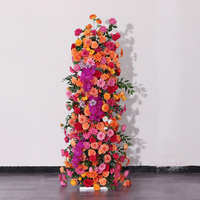 Guirlande de fleurs artificielles roses, rouges et orchidées - Centre de table floral pour mariage, banquets et événements