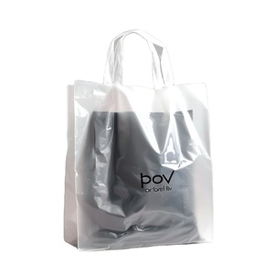 ถุงช้อปปิ้งพลาสติกขนาดใหญ่พิมพ์ลายโลโก้สีขาวด้านสำหรับส่งอาหารร้านอาหารสั่งกลับบ้าน - Product Image 1