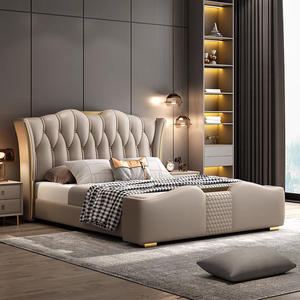 Base de Cama Tapizada de Lujo Italiana, Muebles de Dormitorio Modernos al por Mayor, Camas de Metal con Cuero Sintético, Tamaños King, Queen y Doble - Product Image 3