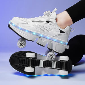 Ponerait, Zapatillas altas de patinaje sobre ruedas de 4 ruedas para <span class=keywords><strong>mujer</strong></span>, ruedas intermitentes de doble propósito para hombres y mujeres - Product Image 4