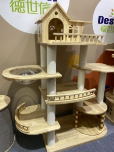 Toptan Modern lüks masif ağaç kedi ağacı kulesi kapalı kedi evi tırmanma mobilya büyük ahşap Pet mobilya kediler karton için - Product Image 4