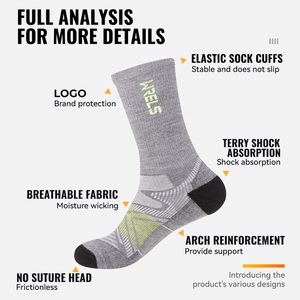 WRELS High Quality Merino Wool Socks Moisture Wicking Cushioned Thermal Sports <strong>Boot</strong> Socks Custom LOGO Hiking Merino Wool Socks - Product Image 4