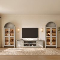 Mueble de TV Moderno y Amplio, Centro de Entretenimiento, Color Gris Roble Blanco, Consola de TV con Ranuras 3D para Sala de Estar, Mueble para Equipos Multimedia