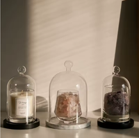 Dômes en verre transparent soufflé à la main avec base pour cadeau de mariage Cloche en verre moyen décoration de maison dôme en verre