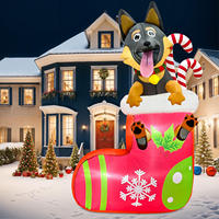 Décorations de Noël gonflables pour jardin extérieur Ourwarm 6FT, chien en chaussette de Noël
