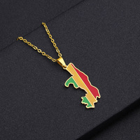 BINSHUO vente en gros de bijoux en acier inoxydable personnalisés goutte d'huile république du Congo Brazzaville drapeau carte hommes pendentif collier femmes