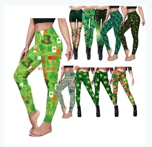 Leggings Shamrock da donna di carnevale nazionale di San Patrizio in stile elasticizzato in vita alta per allenamento Fitness pantaloni Push Up