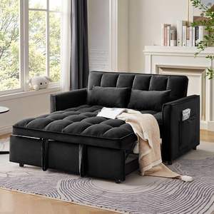 Ghế sofa giường đa năng hiện đại 55 inch, chất liệu vải gân, tựa lưng có thể điều chỉnh, có túi bên, khung gỗ, thích hợp cho căn hộ, phòng khách - Product Image 2