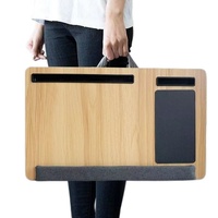 Bureau d'ordinateur portable, support d'ordinateur portable portable, plateau en bois pour lit et canapé avec coussin moelleux