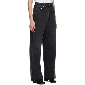 กางเกงยีนส์เดนิมสีดำแบบซีดทรงขากว้างไม่ยืดสำหรับผู้หญิง ผ้าฝ้ายทรงหลวม - Product Image 4