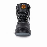 Sepatu Kerja Kulit Anti-Selip Anti-Tusuk Anti-Statik Berujung Baja Aimvvsec Unisex Mid Cut untuk Pabrik