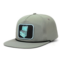 Casquette de baseball en nylon imperméable à visière plate, avec logo brodé personnalisé, 5 panneaux, style hip-hop, snapback, avec cordon et lettres