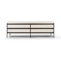 Canapé d'extérieur vintage en chanvre naturel à profil bas avec cadre métallique épuré et coussins de soutien, résistant aux intempéries, style Granger Muebles De Jardin