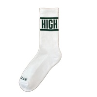 Chaussettes longues en coton blanc personnalisé de haute qualité pour hommes avec logo épais quantité minimale de commande bas équipage flou à la mode pour la saison de printemps