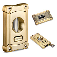 CIGARLOONG Coupe-cigares portable tout-en-un, tranchant, avec poinçon à cigares, double lame en acier inoxydable, couteau coupe-cigares de poche, cadeau