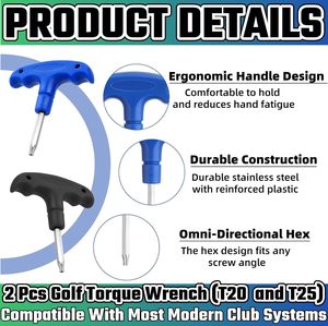 ชุดเครื่องมือประแจกอล์ฟ 2 ชิ้น (T20/T25) สำหรับไดรเวอร์ <span class=keywords><strong>Taylormade</strong></span>/Adams/<span class=keywords><strong>RBZ</strong></span>/Callaway/Cobra - เหล็กกล้าเครื่องมือ หน่วยวัดแบบอิมพีเรียล - Product Image 3