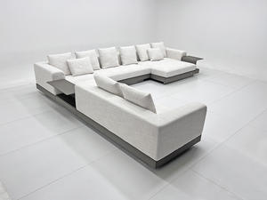 الأكثر مبيعًا أريكة فيلا إيطالية حديثة من الكتان مريحة فاخرة قابلة للاسترخاء على شكل حرف L مجموعة مخملية - Product Image 4