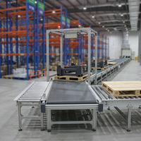 Convoyeur à rouleaux pour ligne de production et emballage, équipé d'un support réglable en hauteur