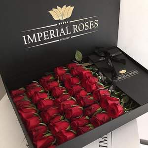 纸板长茎玫瑰盒/定制花束花盒包装手工矩形花盒 - Product Image 6