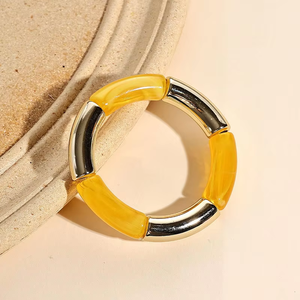 Bracelet tube rond en forme d'arc pour femme Bracelet en résine colorée Hippie Chic Jewelry - Product Image 6